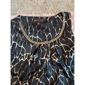 Dana Buchman Sleeveless Animal Print Chain Scoop Neck Detail Blouse XS